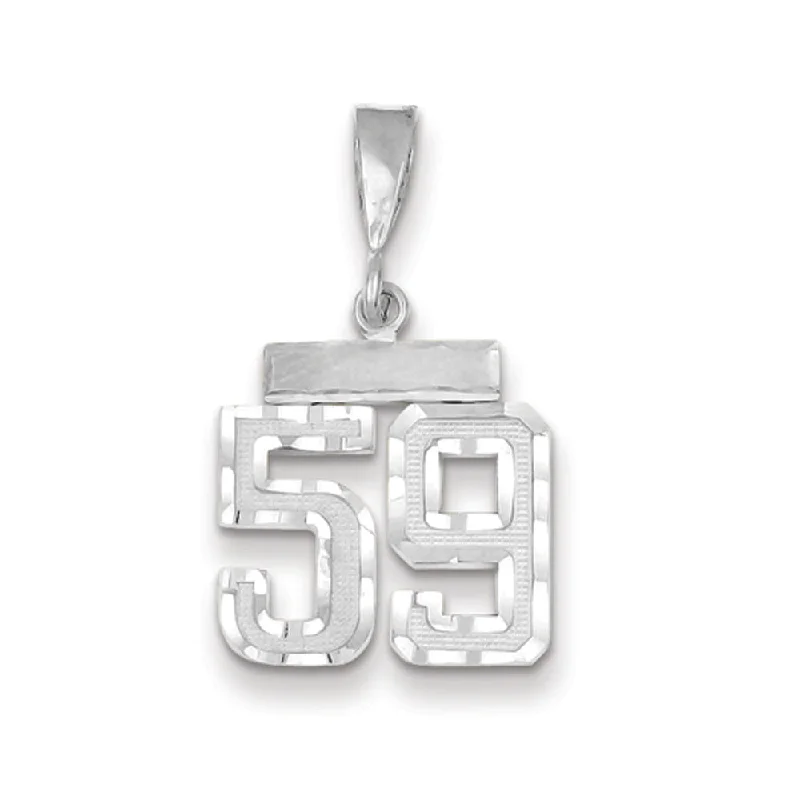Personalized Jewelry Sale – Meaningful Gifts At Great Prices 14k White Gold, Varsity Collection, Small D/C Pendant, Number 59