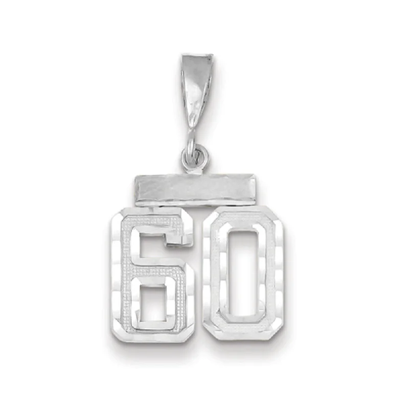 Limited-Stock Jewelry Sale – Once It's Gone, It's Gone 14k White Gold, Varsity Collection, Small D/C Pendant, Number 60