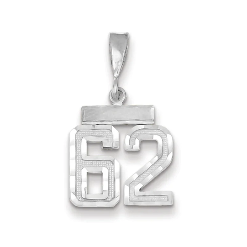 Luxury Meets Affordability – Jewelry Sale Now Live 14k White Gold, Varsity Collection, Small D/C Pendant, Number 62