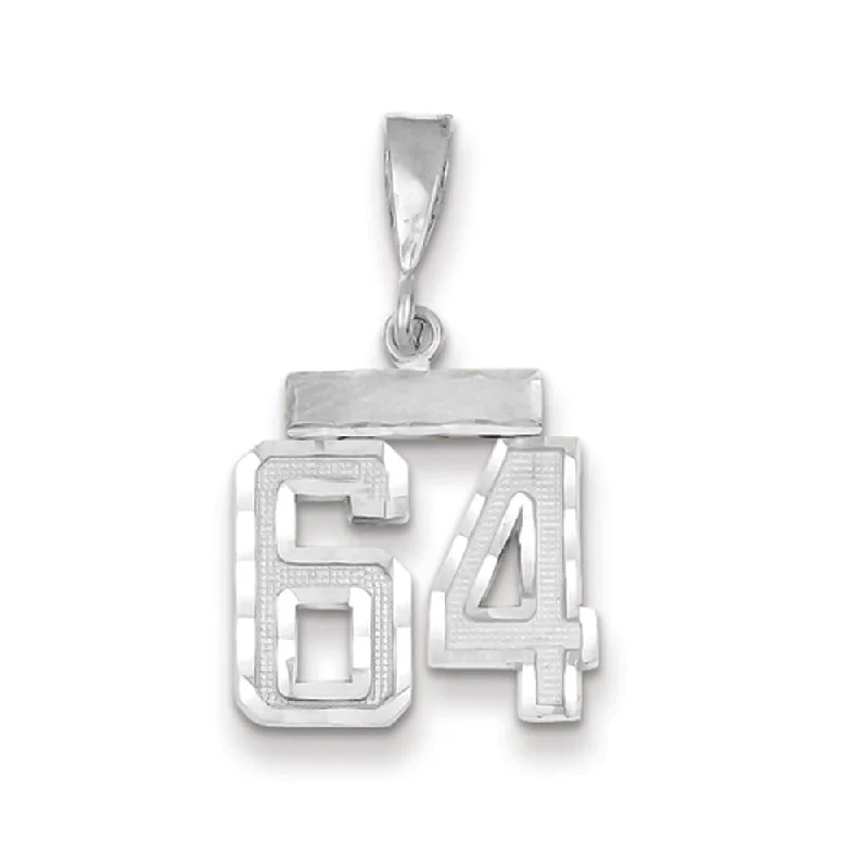 Special Sale On Handcrafted Jewelry – Shop Today 14k White Gold, Varsity Collection, Small D/C Pendant, Number 64
