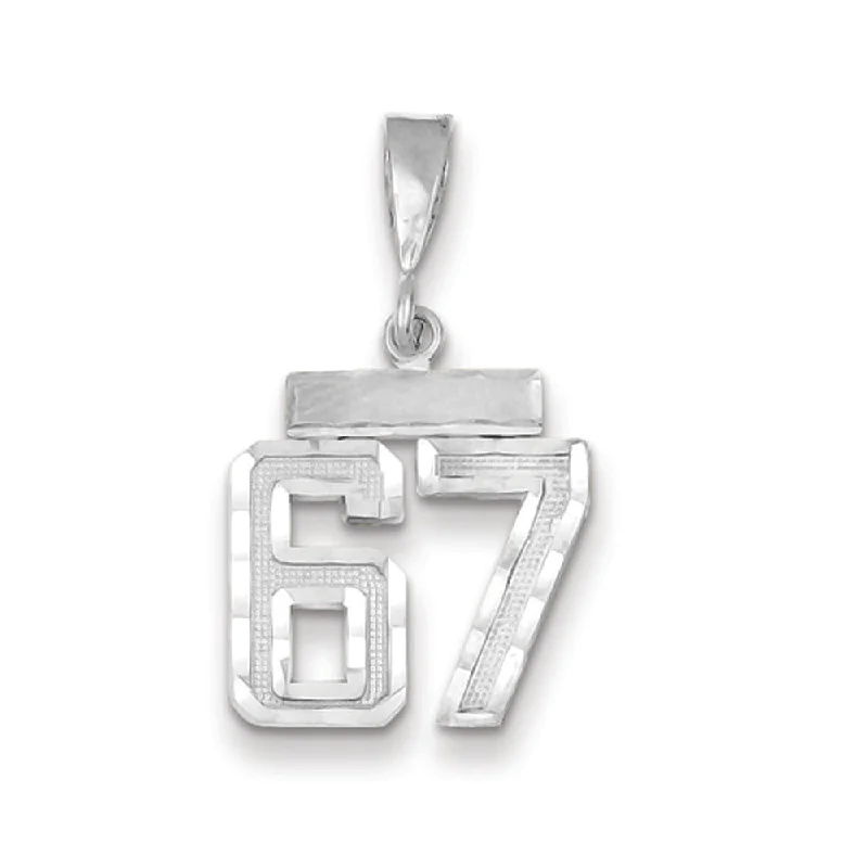 Make Every Moment Shine – Jewelry Discounts Available 14k White Gold, Varsity Collection, Small D/C Pendant, Number 67