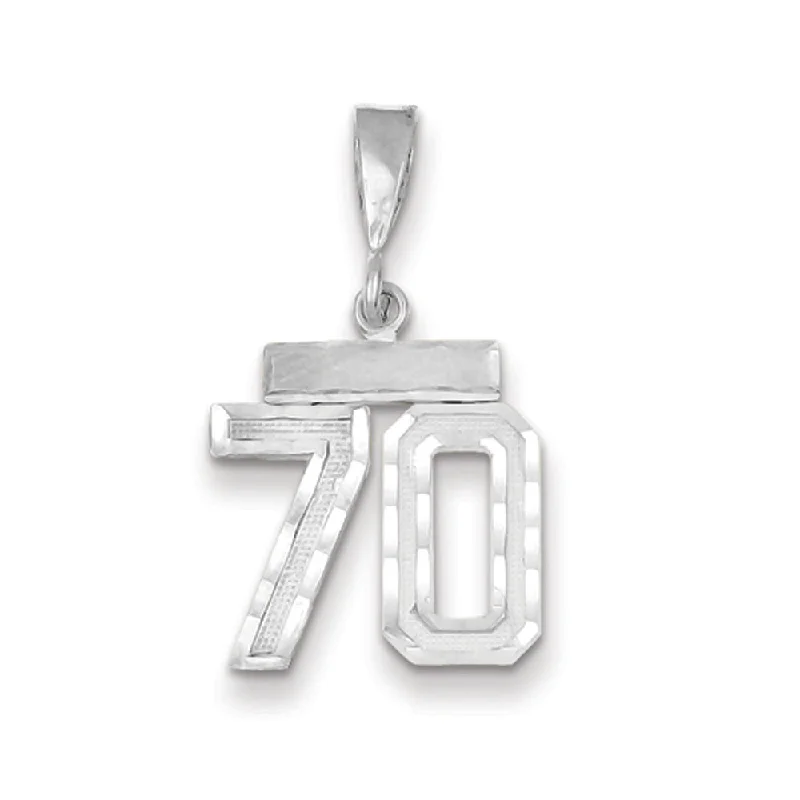 Shop Jewelry That Shines Without The High Price 14k White Gold, Varsity Collection, Small D/C Pendant, Number 70