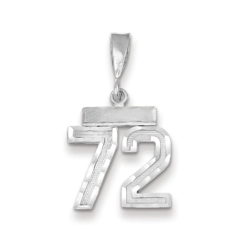 Make Your Outfit Shine With Discounted Jewelry 14k White Gold, Varsity Collection, Small D/C Pendant, Number 72