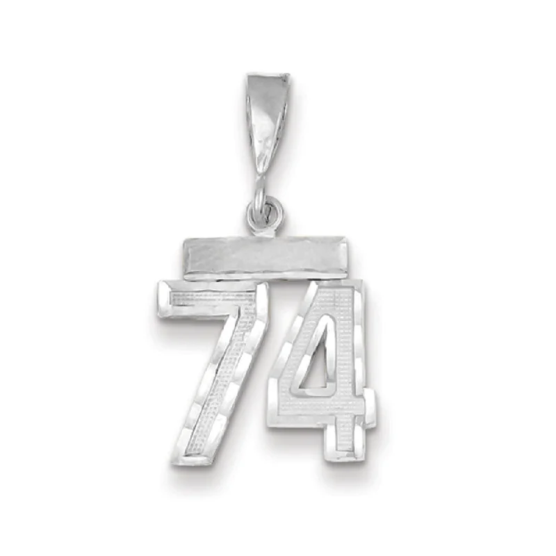 Timeless Elegance At Unbelievable Discounts 14k White Gold, Varsity Collection, Small D/C Pendant, Number 74