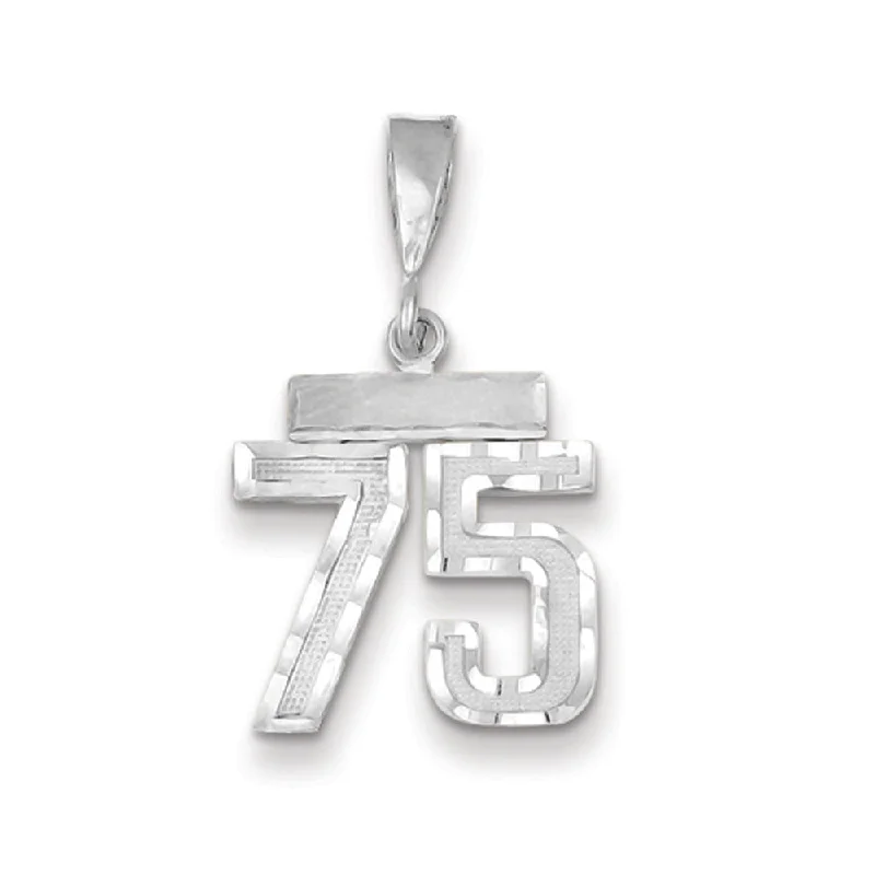Exclusive Jewelry Markdowns – Limited-Time Offer 14k White Gold, Varsity Collection, Small D/C Pendant, Number 75