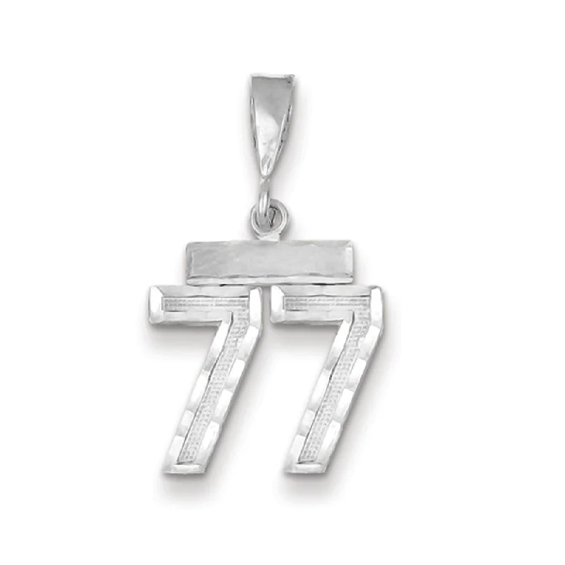 Glamorous Jewelry, Glamorous Deals – Shop Now 14k White Gold, Varsity Collection, Small D/C Pendant, Number 77