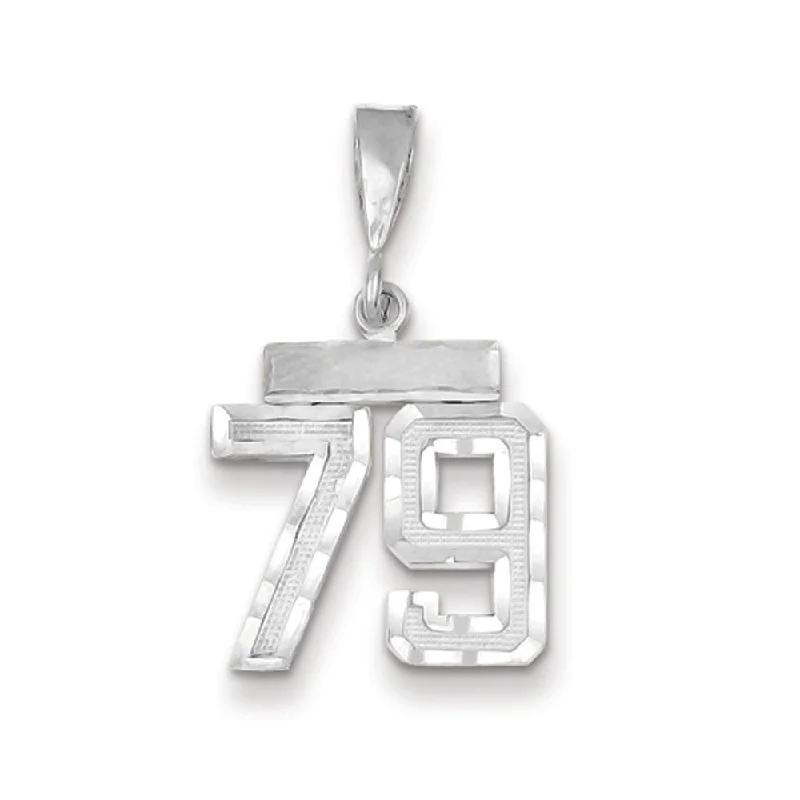 Affordable Elegance – Special Jewelry Sale Now Live 14k White Gold, Varsity Collection, Small D/C Pendant, Number 79