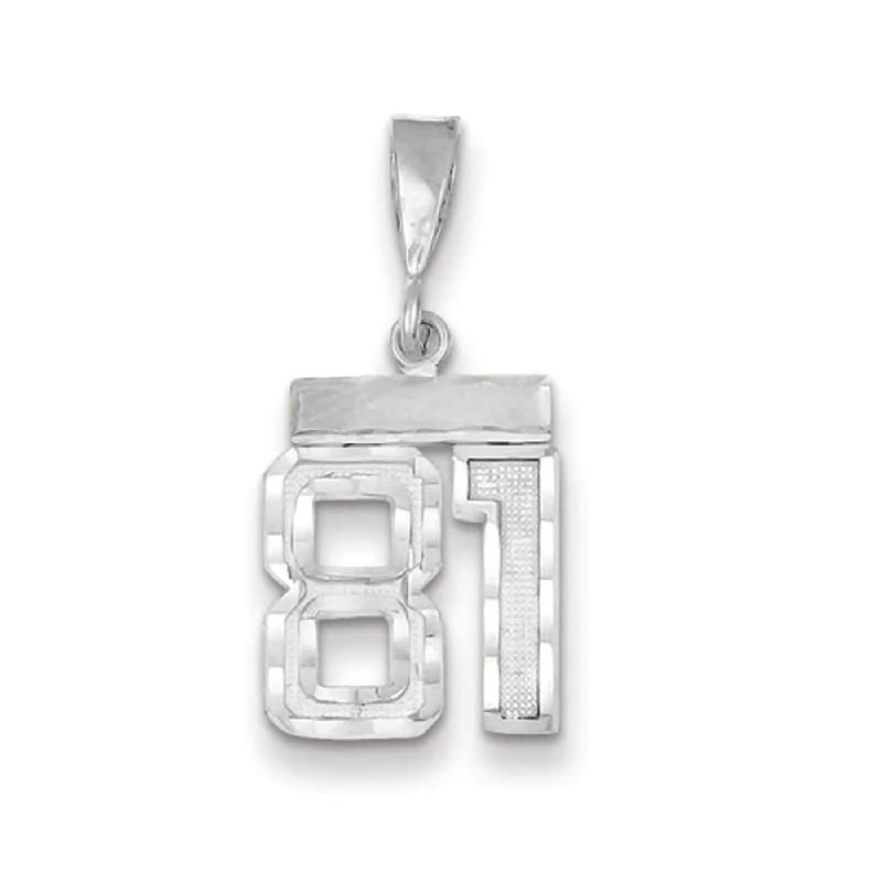 Jewelry Sale Bonanza – Grab Your Sparkle Now 14k White Gold, Varsity Collection, Small D/C Pendant, Number 81