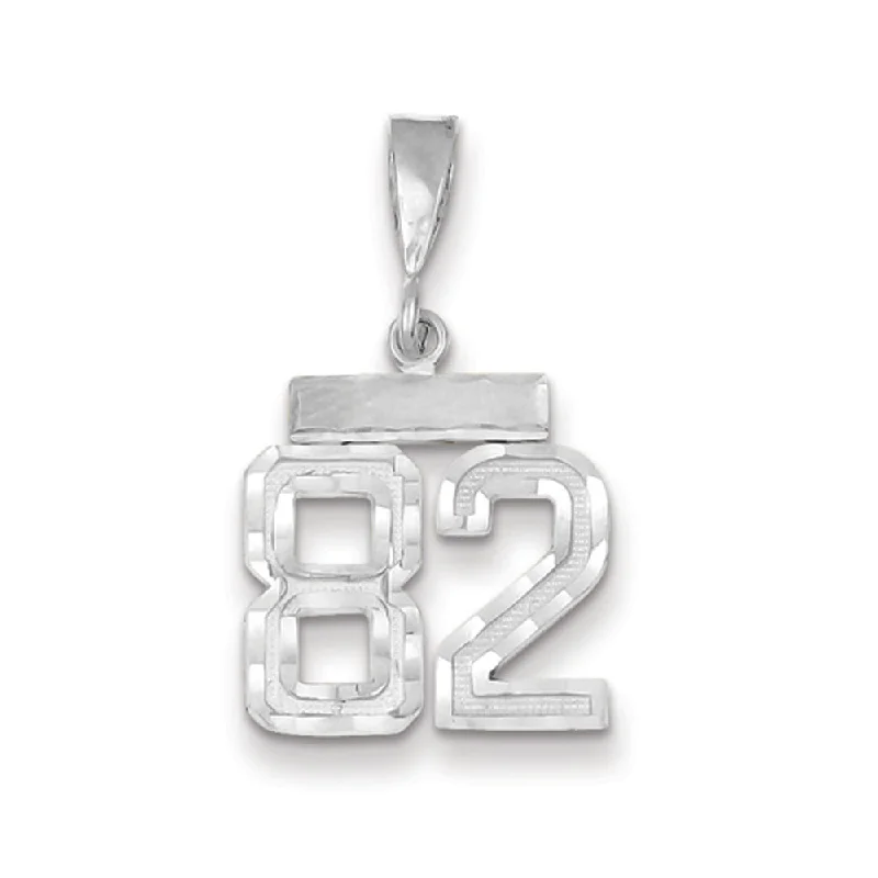 Trending Jewelry Now At Unbeatable Prices 14k White Gold, Varsity Collection, Small D/C Pendant, Number 82