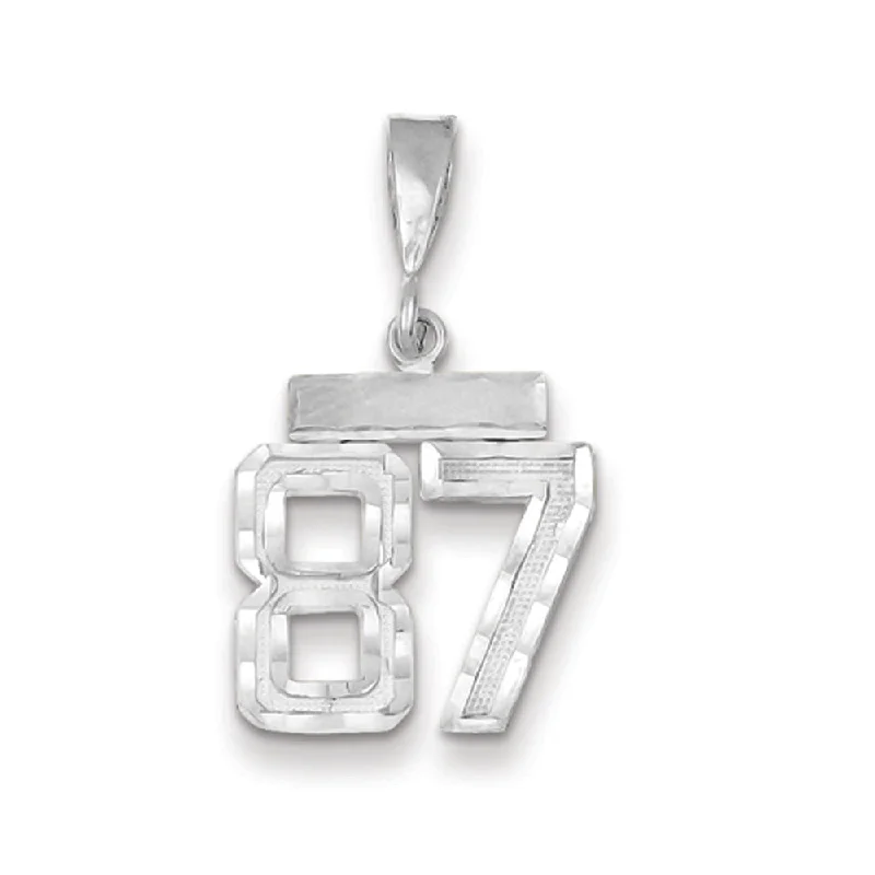 Everyday Jewelry Essentials Now On Sale 14k White Gold, Varsity Collection, Small D/C Pendant, Number 87