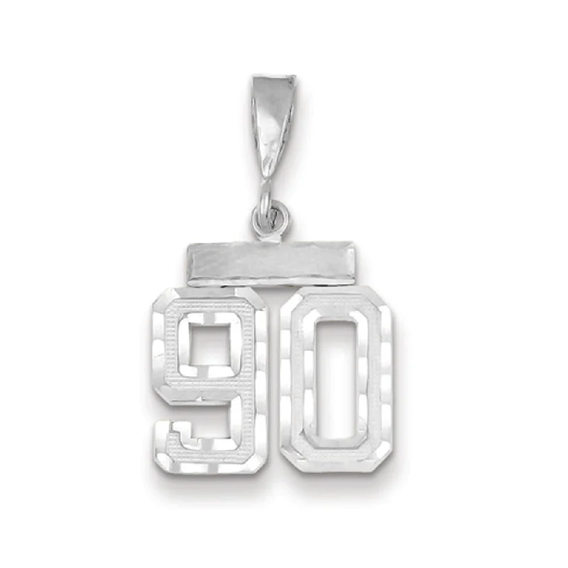 Fashion-Forward Jewelry At Exclusive Discounts 14k White Gold, Varsity Collection, Small D/C Pendant, Number 90