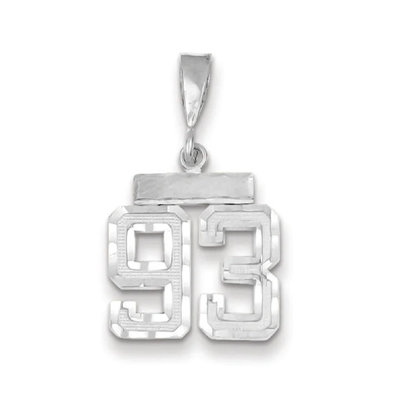 Jewelry Clearance Event – Stock Up Before It's Over 14k White Gold, Varsity Collection, Small D/C Pendant, Number 93
