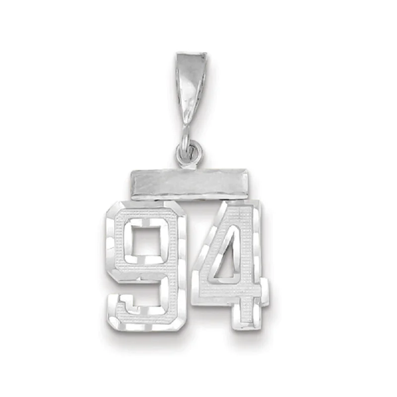 Shine Without Limits – Jewelry Sale Happening Now 14k White Gold, Varsity Collection, Small D/C Pendant, Number 94