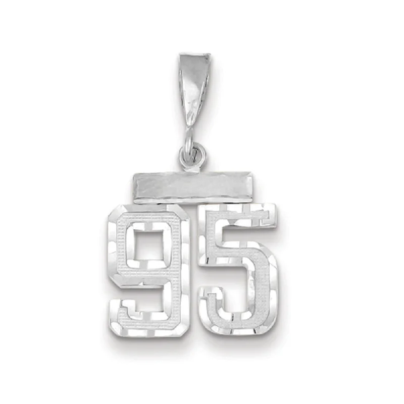 Luxury Handcrafted Jewelry For Elegant Looks 14k White Gold, Varsity Collection, Small D/C Pendant, Number 95