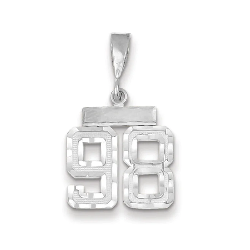 Eco-Friendly Sustainable Jewelry For Conscious Buyers 14k White Gold, Varsity Collection, Small D/C Pendant, Number 98