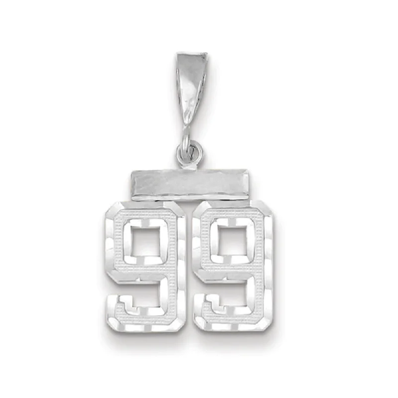 Elegant Rose Gold Jewelry For A Stylish Touch 14k White Gold, Varsity Collection, Small D/C Pendant, Number 99