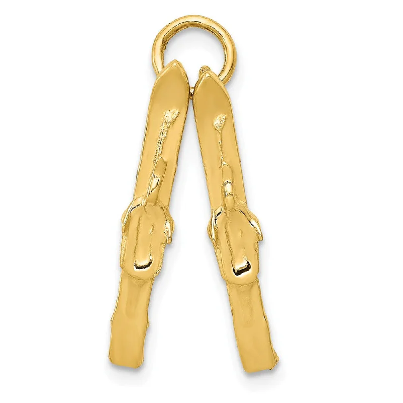 Grab Your Favorite Jewelry At The Lowest Prices 14k Yellow Gold 3D Pair of Skis Pendant