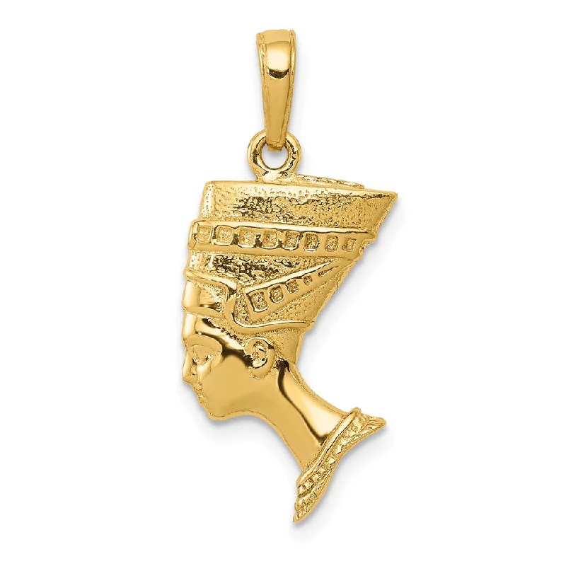 14k Yellow Gold 3D Polished & Satin Egyptian Nefertiti Pendant