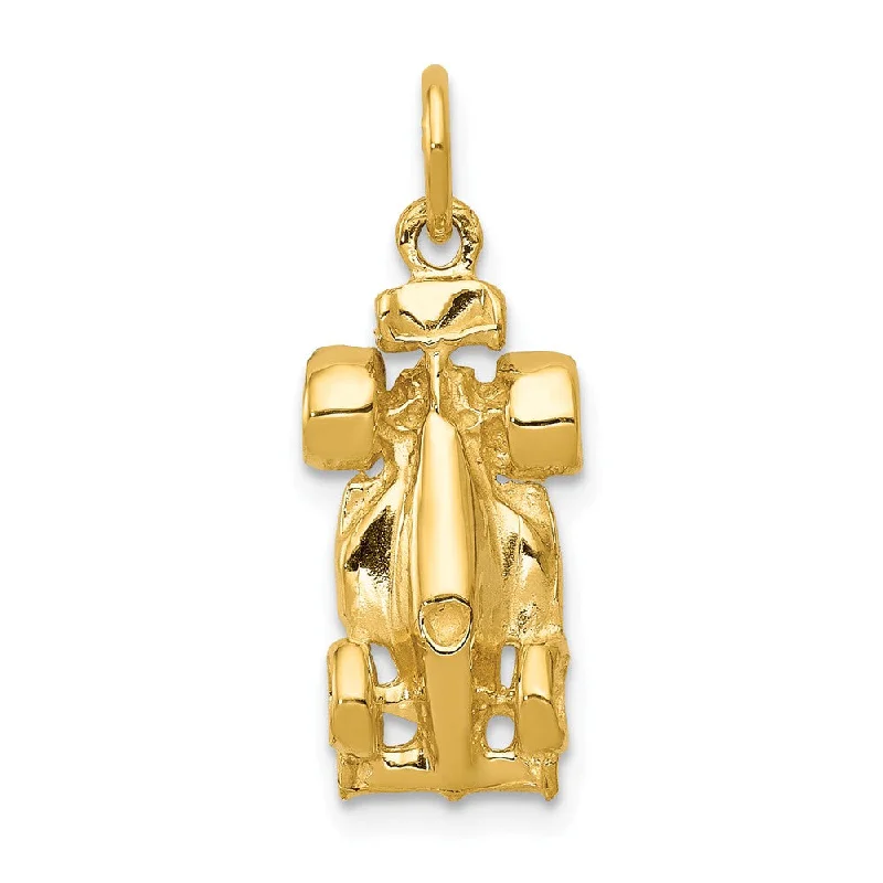 14k Yellow Gold 3D Race Car Charm