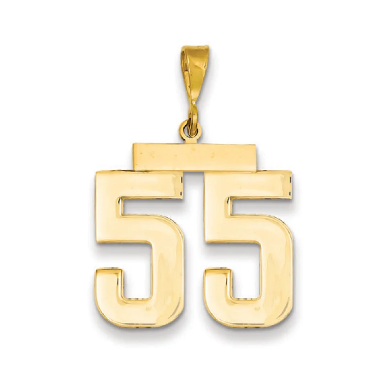 14k Yellow Gold, Athletic Collection, Large Polished Number 55 Pendant