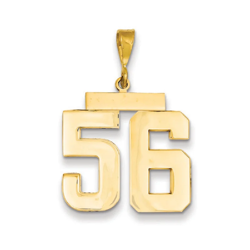 14k Yellow Gold, Athletic Collection, Large Polished Number 56 Pendant