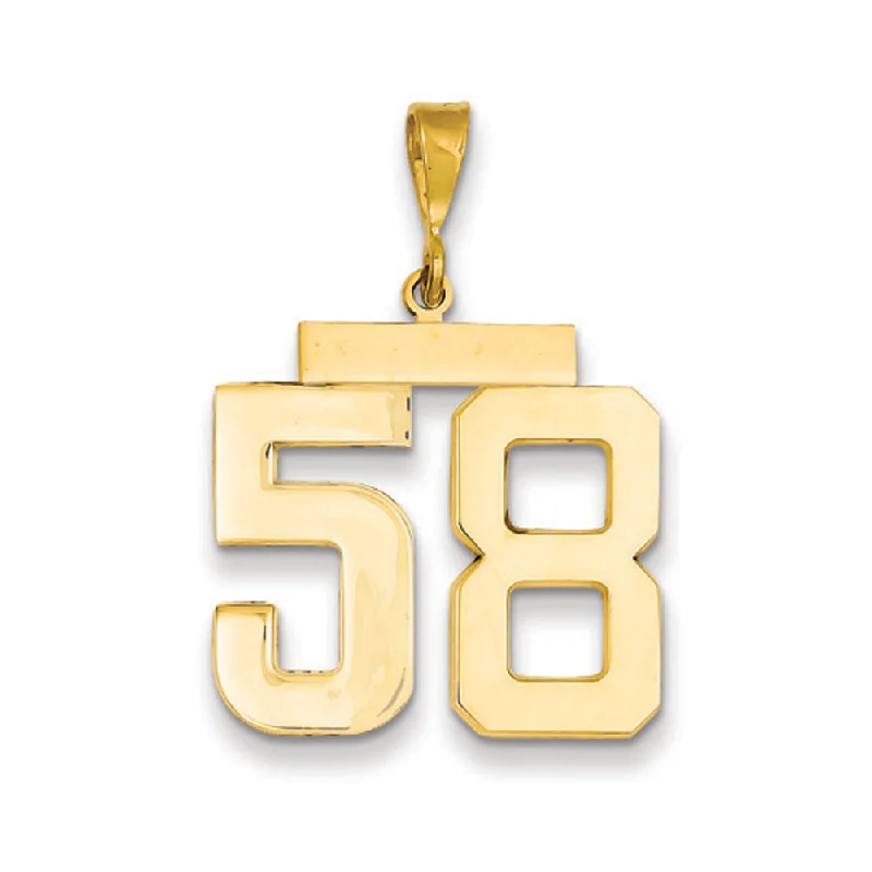 14k Yellow Gold, Athletic Collection, Large Polished Number 58 Pendant