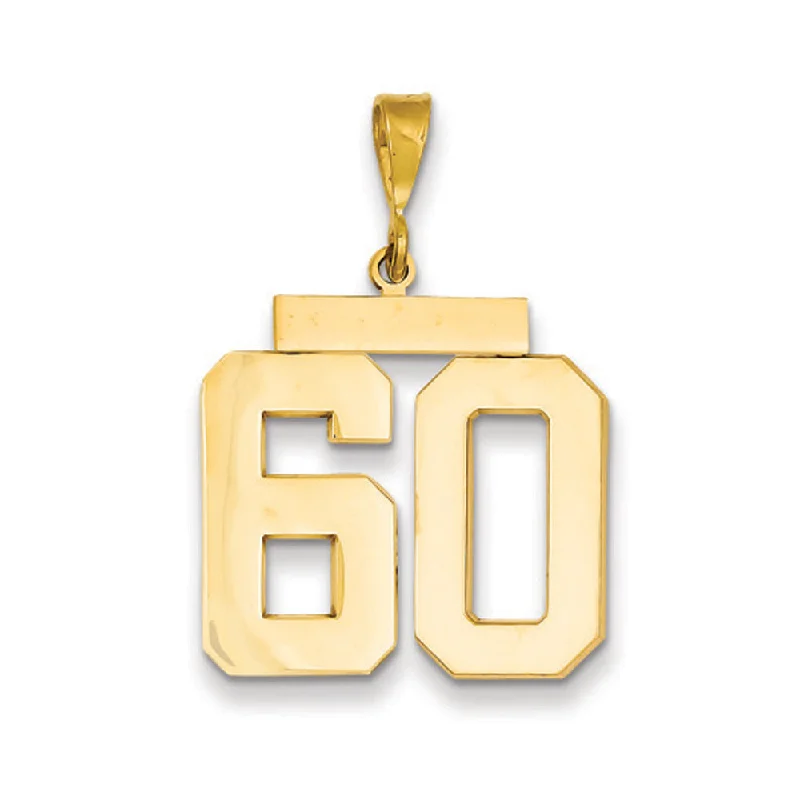 14k Yellow Gold, Athletic Collection, Large Polished Number 60 Pendant