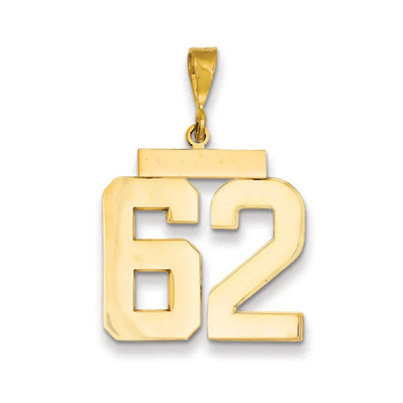 14k Yellow Gold, Athletic Collection, Large Polished Number 62 Pendant