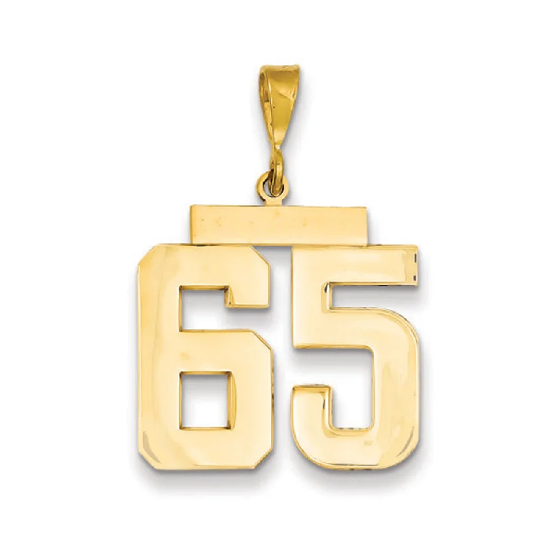 14k Yellow Gold, Athletic Collection, Large Polished Number 65 Pendant