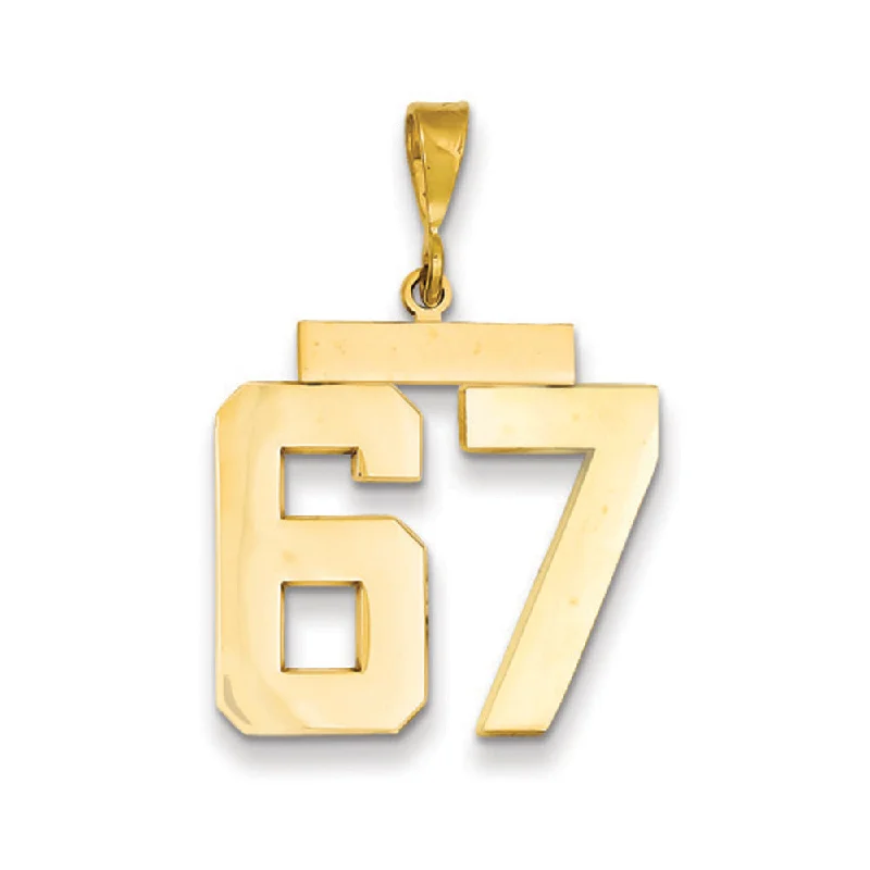 14k Yellow Gold, Athletic Collection, Large Polished Number 67 Pendant