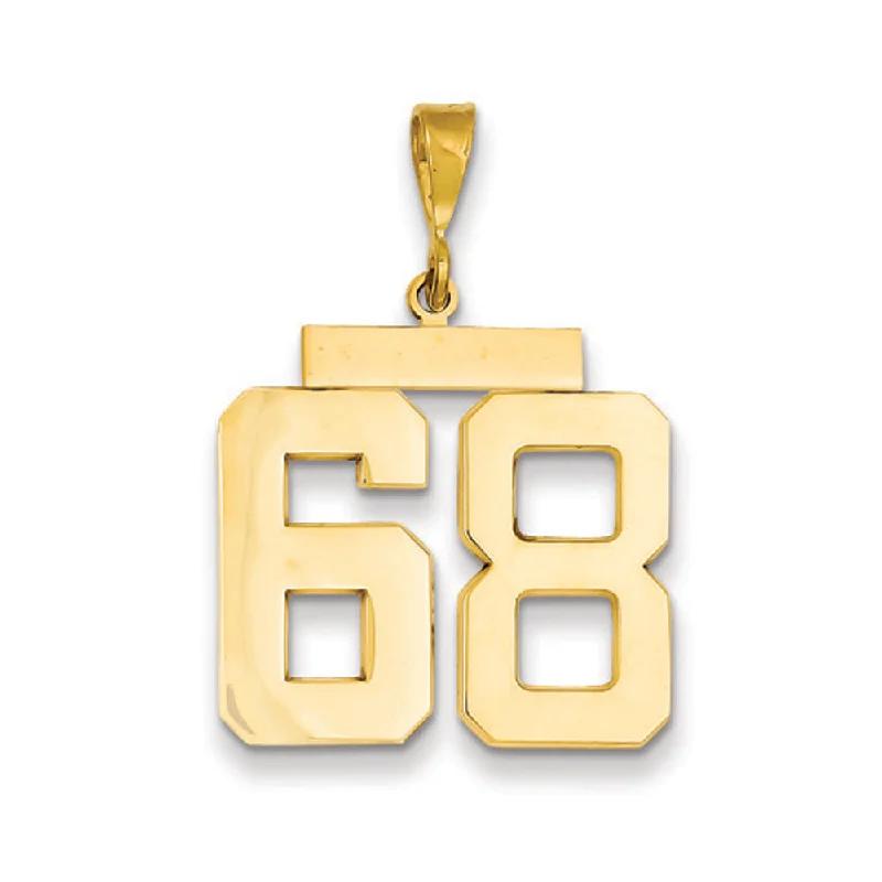 14k Yellow Gold, Athletic Collection, Large Polished Number 68 Pendant