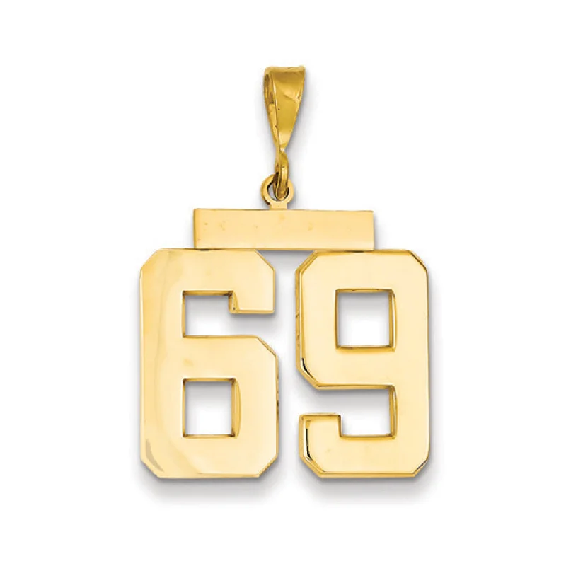 14k Yellow Gold, Athletic Collection, Large Polished Number 69 Pendant