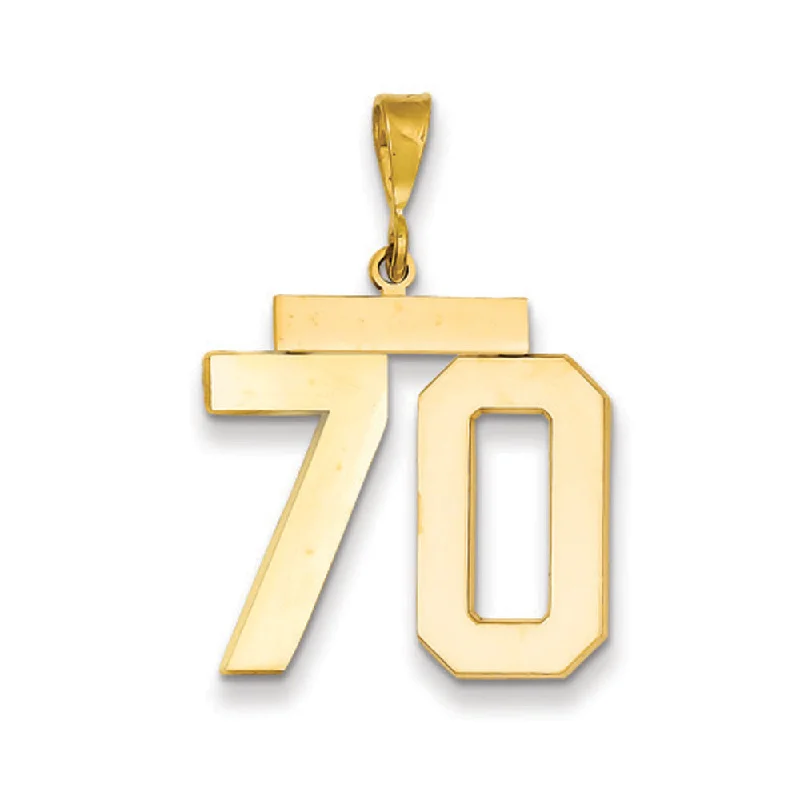 14k Yellow Gold, Athletic Collection, Large Polished Number 70 Pendant