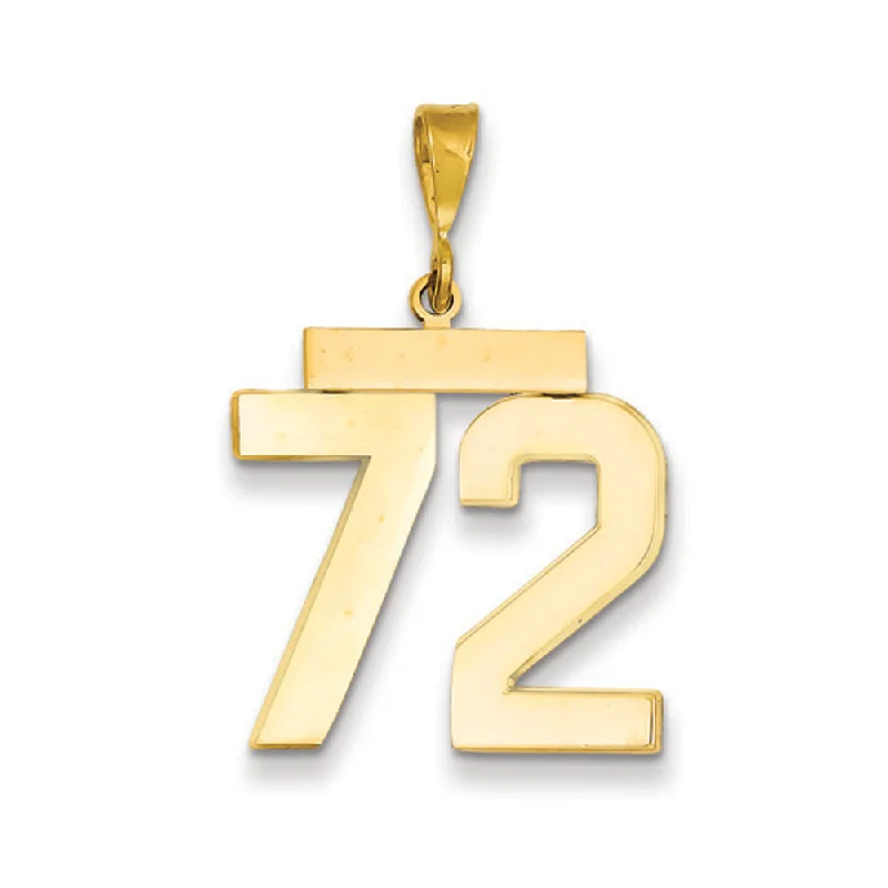 14k Yellow Gold, Athletic Collection, Large Polished Number 72Pendant