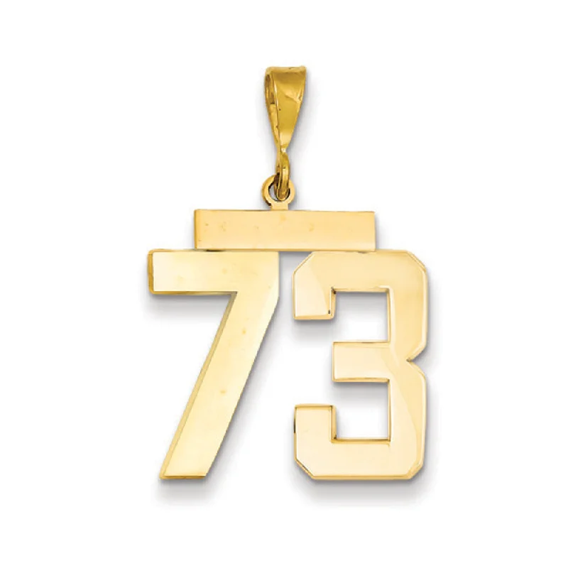 14k Yellow Gold, Athletic Collection, Large Polished Number 73 Pendant