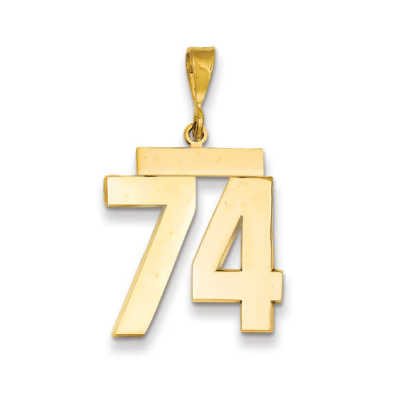 14k Yellow Gold, Athletic Collection, Large Polished Number 74 Pendant