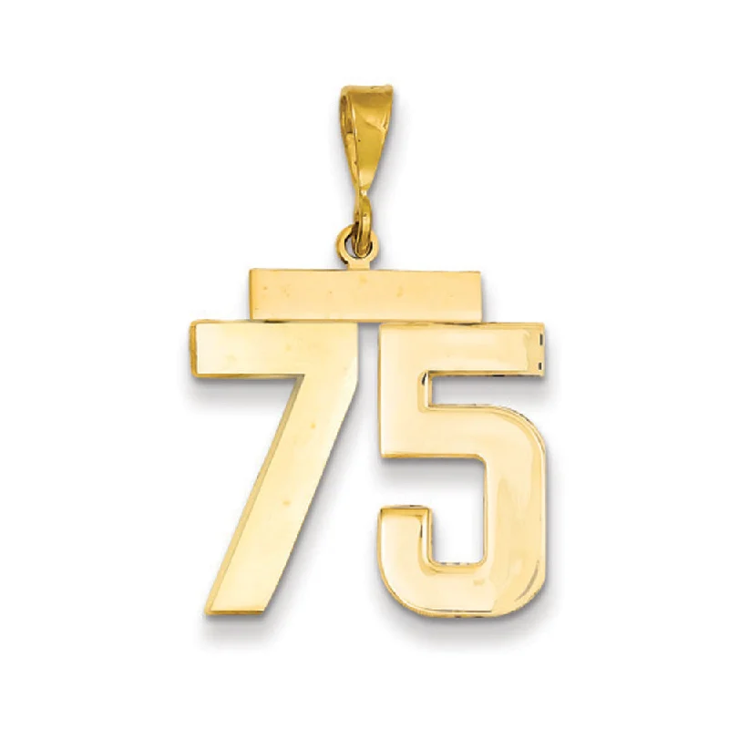 14k Yellow Gold, Athletic Collection, Large Polished Number 75 Pendant