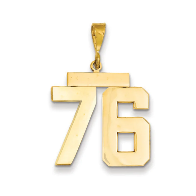 14k Yellow Gold, Athletic Collection, Large Polished Number 76 Pendant