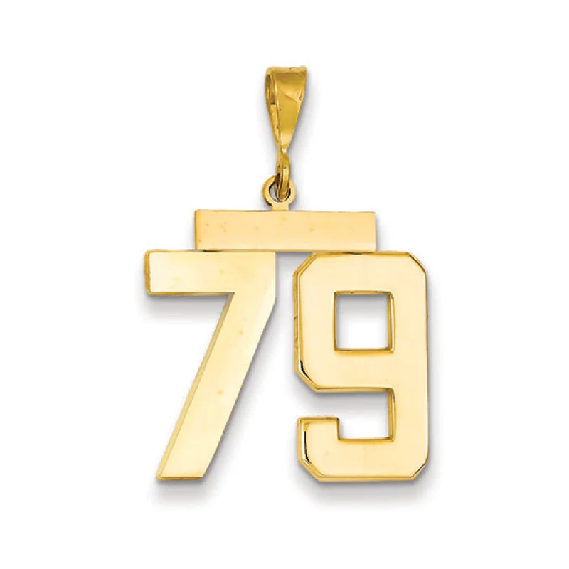 14k Yellow Gold, Athletic Collection, Large Polished Number 79 Pendant