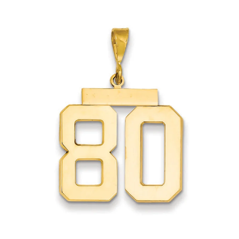 14k Yellow Gold, Athletic Collection, Large Polished Number 80 Pendant