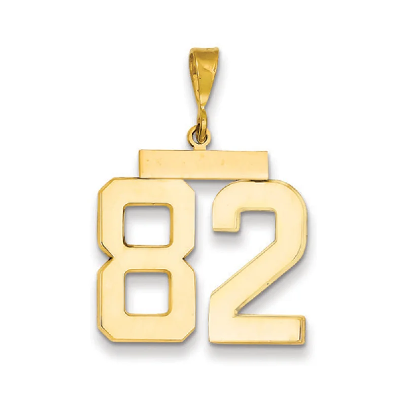 14k Yellow Gold, Athletic Collection, Large Polished Number 82 Pendant