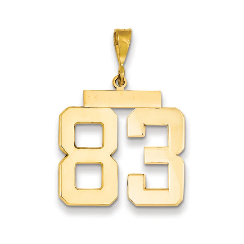 14k Yellow Gold, Athletic Collection, Large Polished Number 83 Pendant