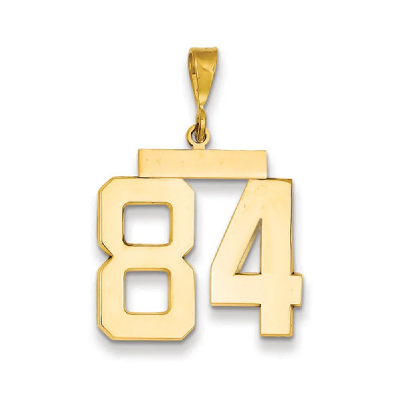 14k Yellow Gold, Athletic Collection, Large Polished Number 84 Pendant