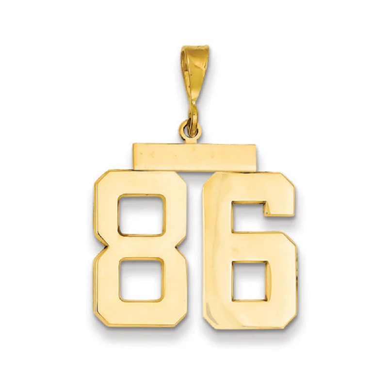 14k Yellow Gold, Athletic Collection, Large Polished Number 86 Pendant