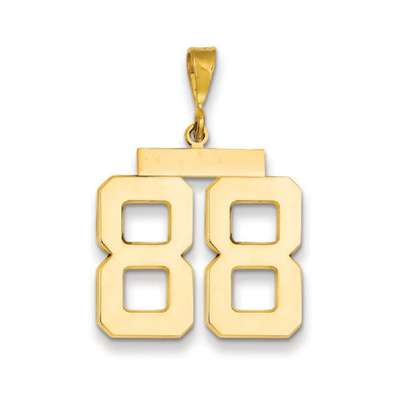 14k Yellow Gold, Athletic Collection, Large Polished Number 88 Pendant