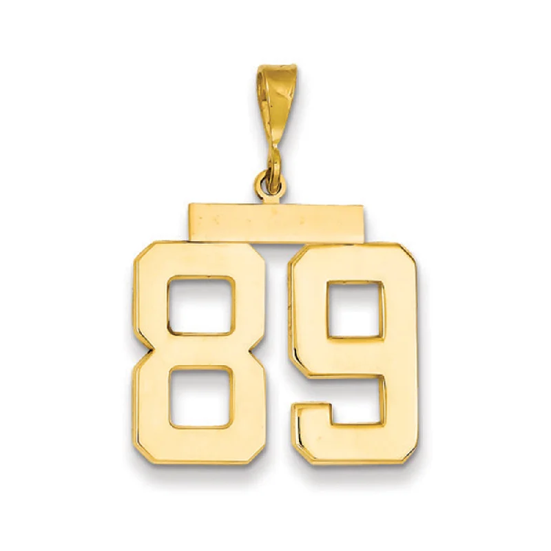 14k Yellow Gold, Athletic Collection, Large Polished Number 89 Pendant