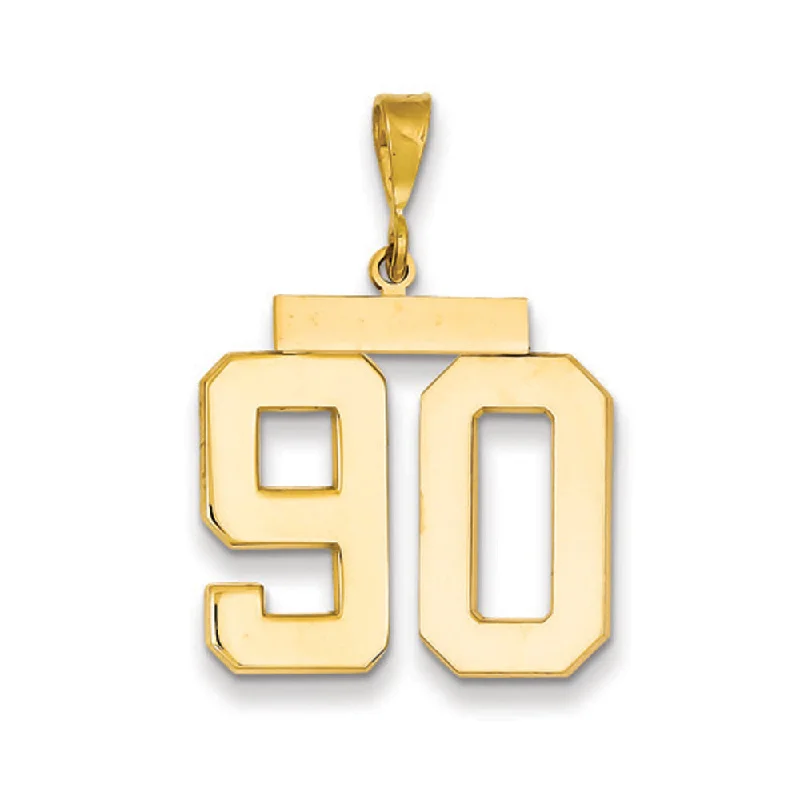 14k Yellow Gold, Athletic Collection, Large Polished Number 90 Pendant