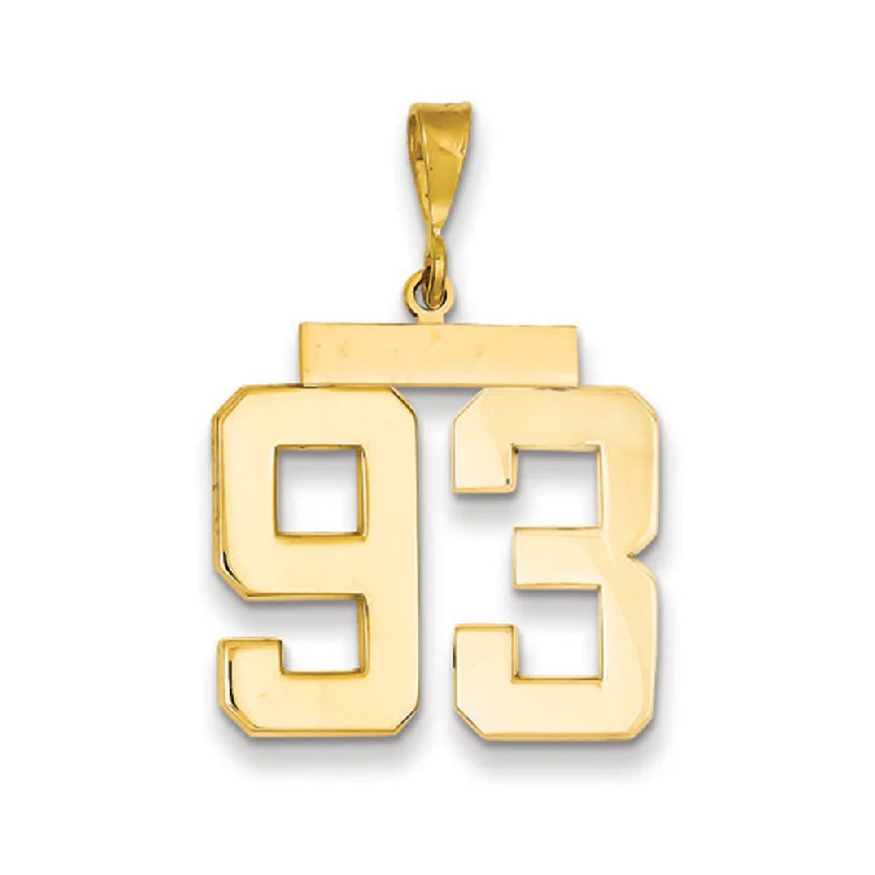 14k Yellow Gold, Athletic Collection, Large Polished Number 93 Pendant