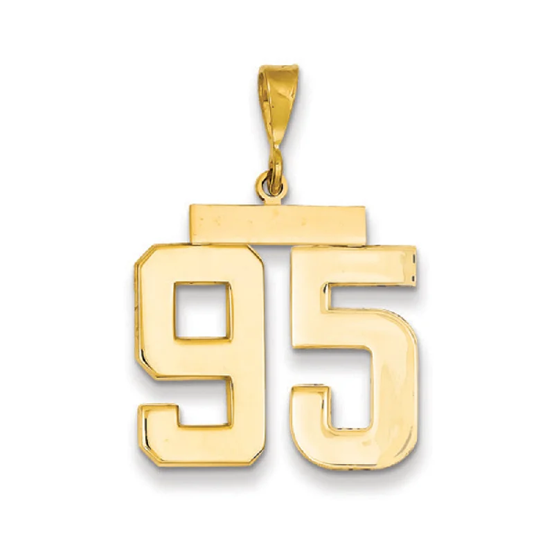 14k Yellow Gold, Athletic Collection, Large Polished Number 95 Pendant