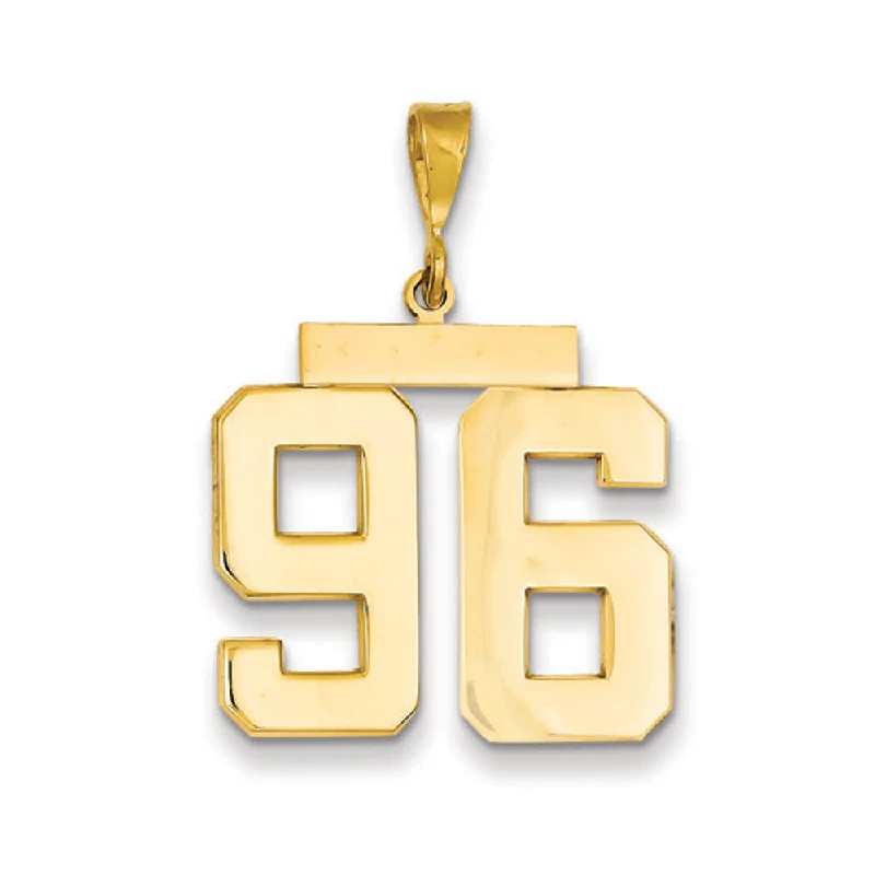 14k Yellow Gold, Athletic Collection, Large Polished Number 96 Pendant